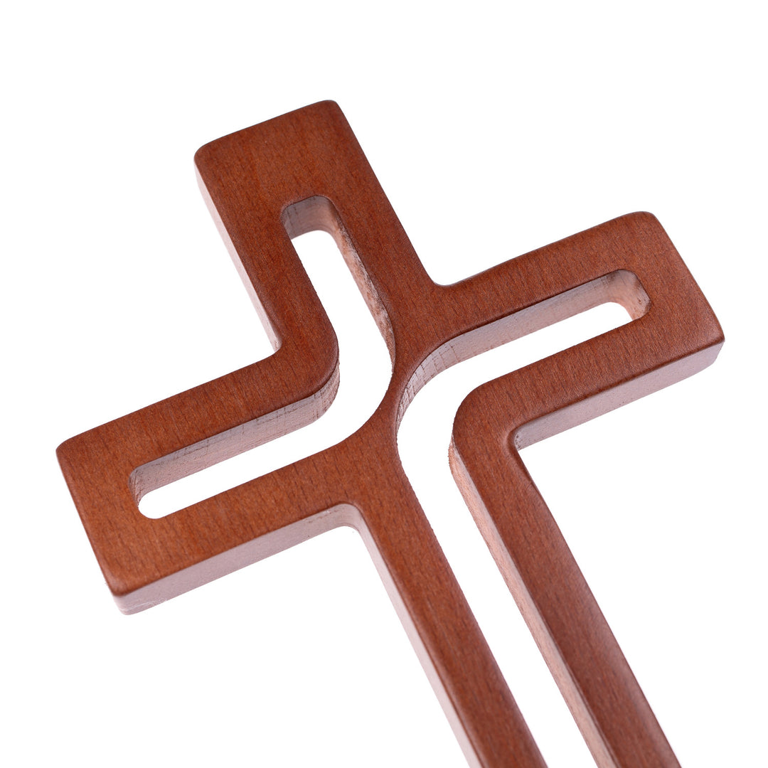 Croix suspendue en bois moderne marron 30x18x1,8 cm