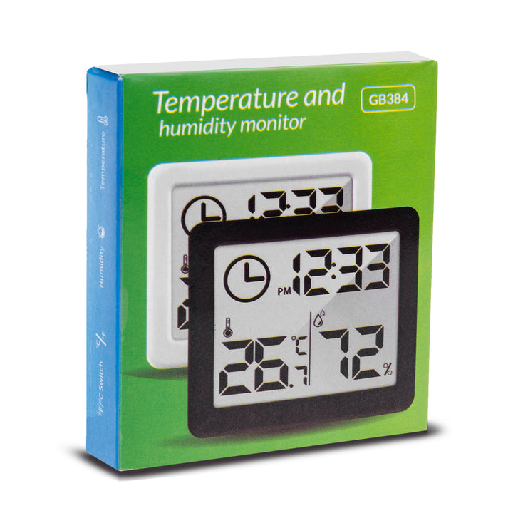 GreenBlue GB384B Thermomètre/hygromètre avec fonction horloge noir