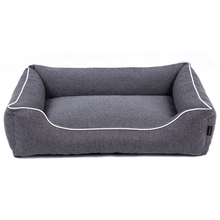 Canapé Mallorca Comfort lit pour chien en gris foncé avec bordure blanche 80x60 cm