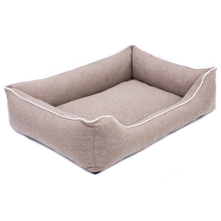 MESTIZO Canapé Mallorca Comfort lit pour chien en beige avec bordure blanche 100x75 cm