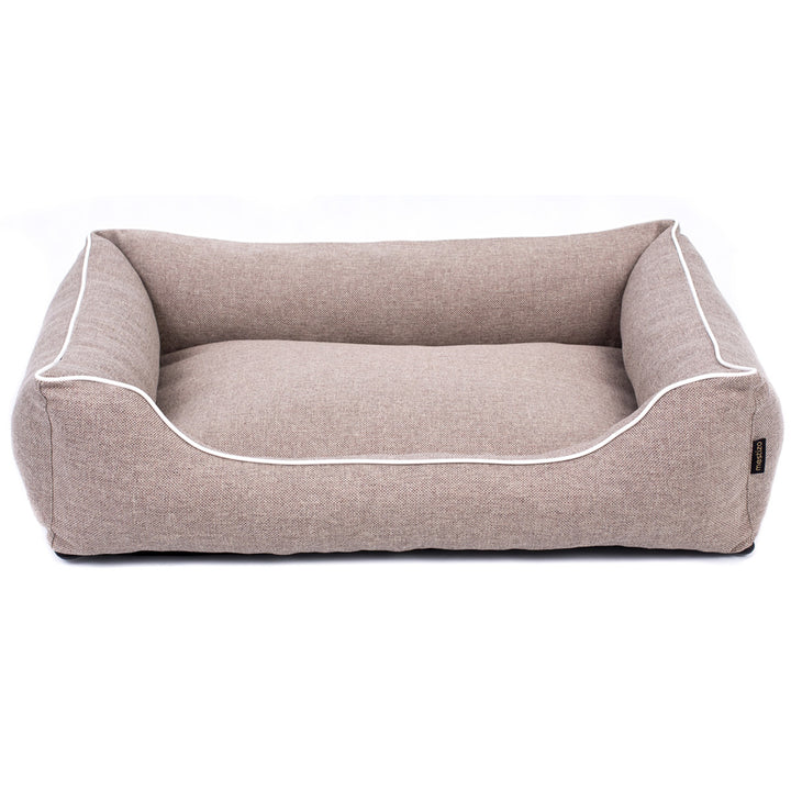 MESTIZO Canapé Mallorca Comfort lit pour chien en beige avec bordure blanche 100x75 cm
