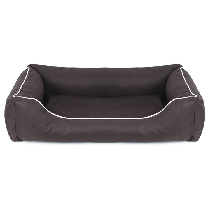 Canapé-lit orthopédique pour chien Valencia en marron avec bordure blanche 65x50 cm