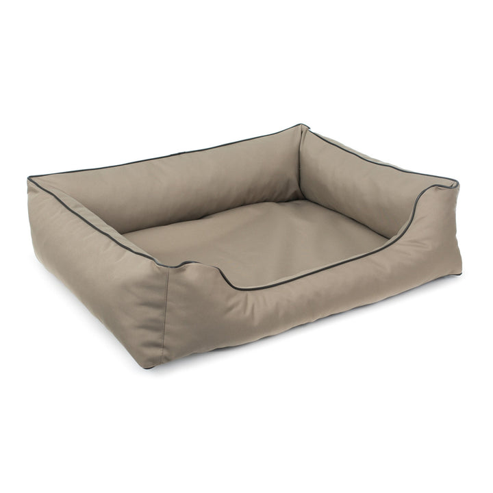 MESTIZO Canapé-lit orthopédique pour chien Valencia en beige avec bordure noire 100 x 75 cm