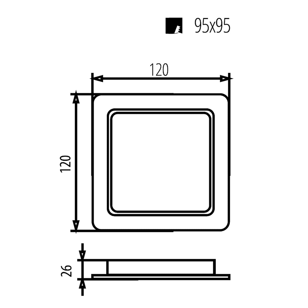 Plafonnier à LED Maclean, encastrée SLIM, 9W, blanc neutre 4000K, 120*120*26mm, 900lm, MCE373 S