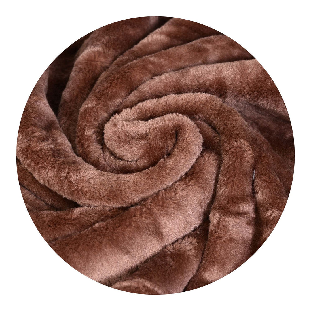 Couverture polyester Medicline, épaisse, unie, brune, 160x200 cm