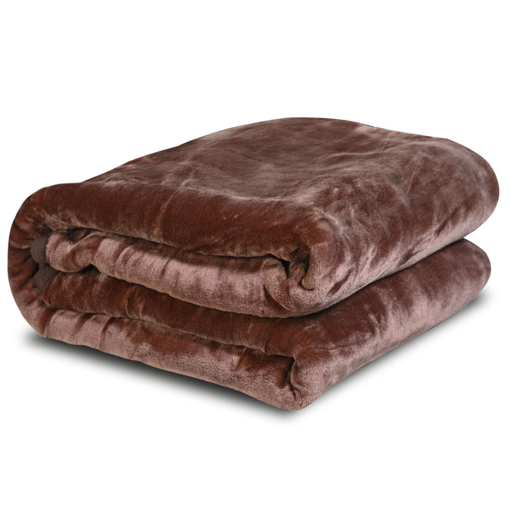 Couverture polyester Medicline, épaisse, unie, brune, 160x200 cm