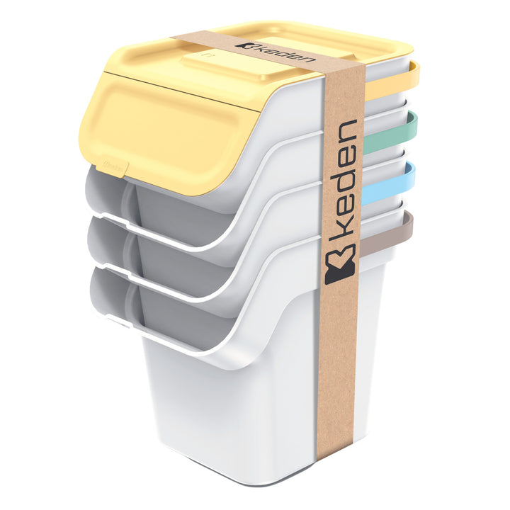 Set de poubelles Keden, pour le tri des déchets, 4x20 litres, cendres, Kaddi Q Set