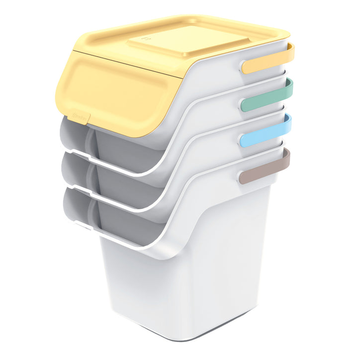 Set de poubelles Keden, pour le tri des déchets, 4x20 litres, cendres, Kaddi Q Set