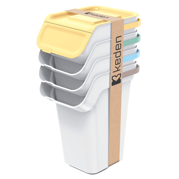 Set de poubelles Keden, pour le tri des déchets, 4x25 litres, cendres, Kaddi Q Set