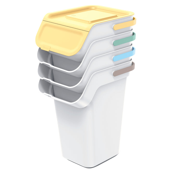 Set de poubelles Keden, pour le tri des déchets, 4x25 litres, cendres, Kaddi Q Set