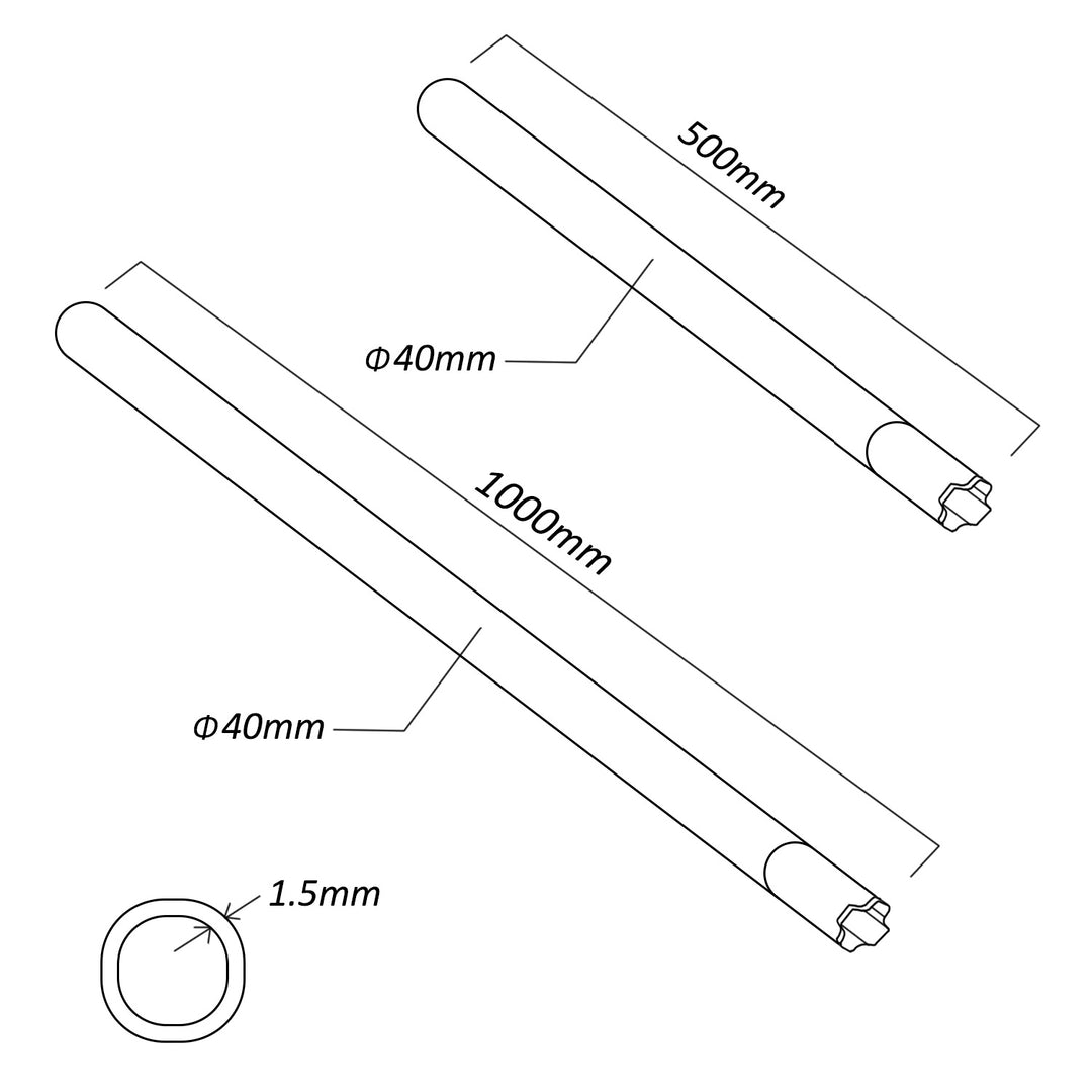 MCTV-931+MCTV-932 Kit de mât d'antenne en acier galvanisé avec possibilité d'extension Diamètre du tube 40mm, épaisseur du tube 1,5mm (Longueur : 150cm (50 cm + 100cm))