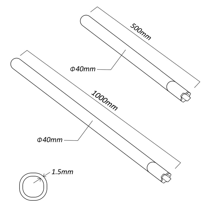 MCTV-931+MCTV-932 Kit de mât d'antenne en acier galvanisé avec possibilité d'extension Diamètre du tube 40mm, épaisseur du tube 1,5mm (Longueur : 150cm (50 cm + 100cm))