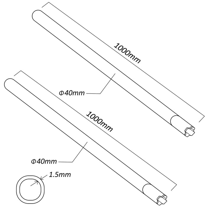 MCTV-932 2x Mât d'antenne en acier galvanisé avec possibilité d'extension Diamètre du tube 40mm, épaisseur du tube 1,5mm (Longueur : 200cm (100 cm + 100cm)) ...