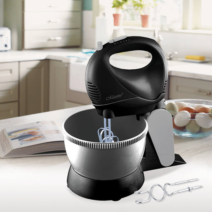 Batteur Maestro, bol rotatif, 5 vitesses, fonction Turbo, 600W, noir, MR-550