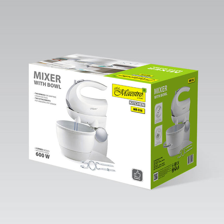 Batteur Maestro, bol rotatif, 5 vitesses, fonction Turbo, 600W, noir, MR-556