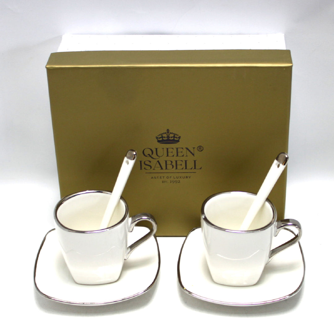 Service de tasses à expresso en porcelaine avec assiettes Queen Isabell W23SV06-06471