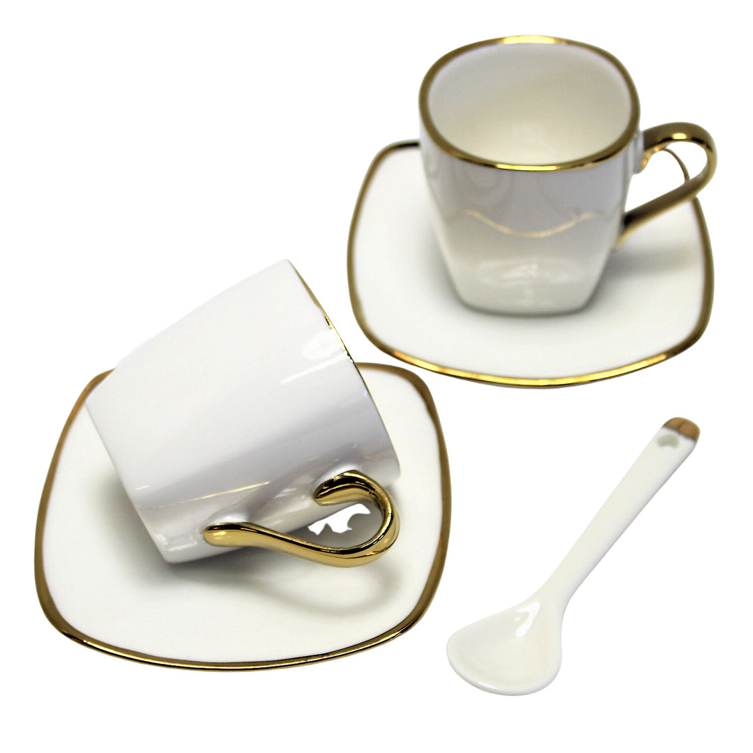 Queen Isabell W23GD06-06464 Service de tasses à expresso en porcelaine avec assiettes