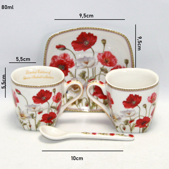 Service de tasses à expresso en porcelaine avec assiettes Queen Isabell W9PWH06-09596