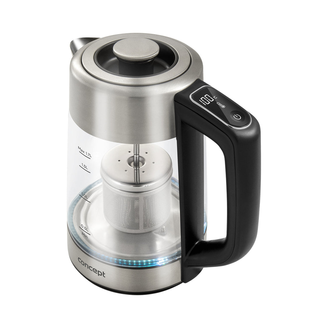 Concept RK4190 Bouilloire électrique en verre 1,7L avec contrôle de la température et infuseur