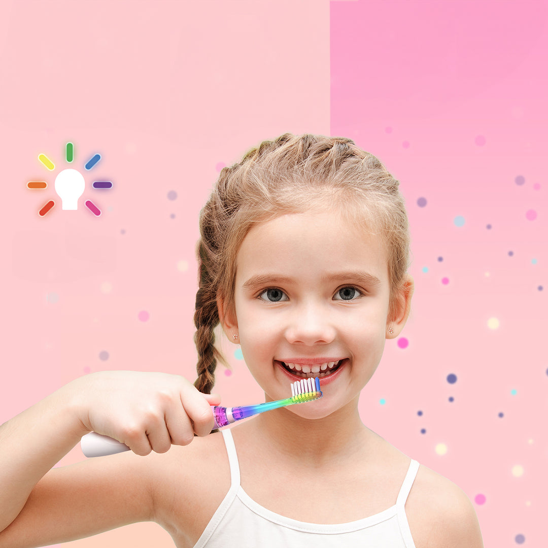 Brosse à dents sonique pour enfants SEAGO, rose, 1xAA 1,5V (non inclus), 3 embouts, SG-977 Pink